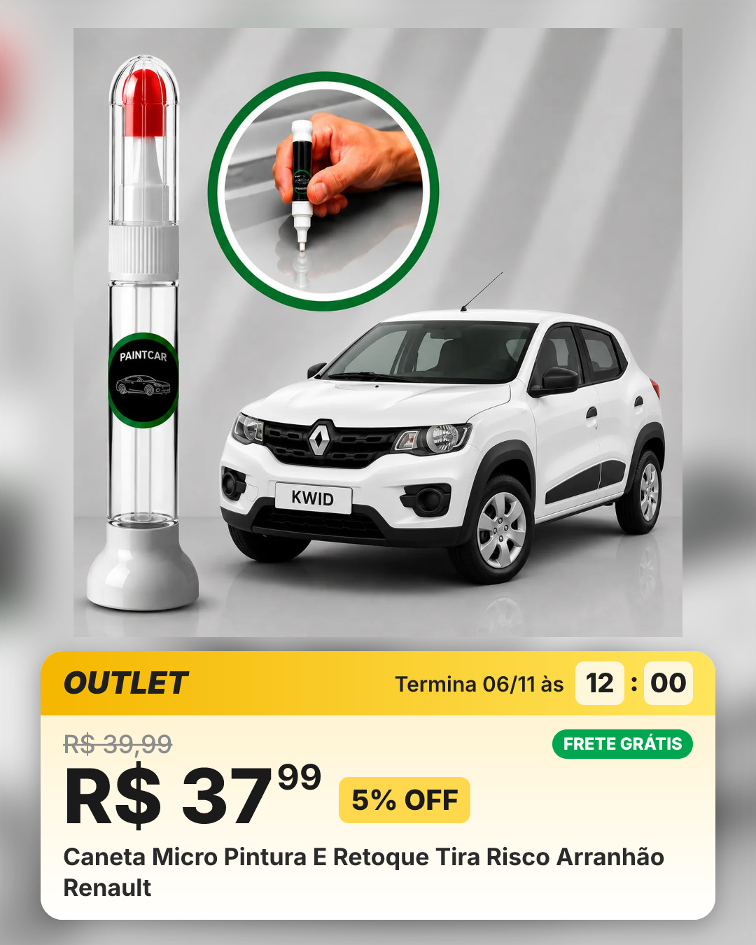 Caneta Micro Pintura E Retoque Tira Risco Arranhão Renault