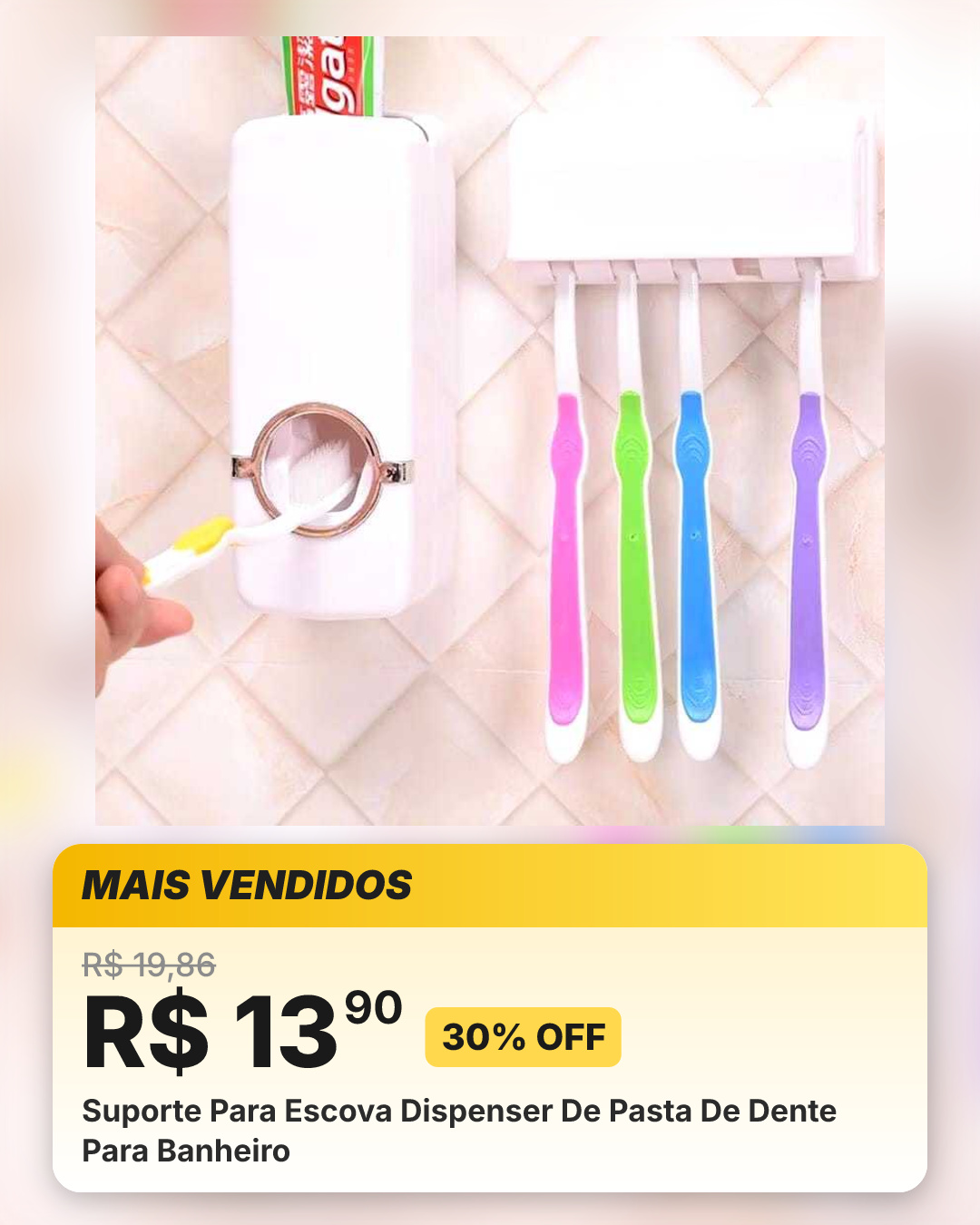 Suporte Para Escova Dispenser De Pasta De Dente Para Banheiro