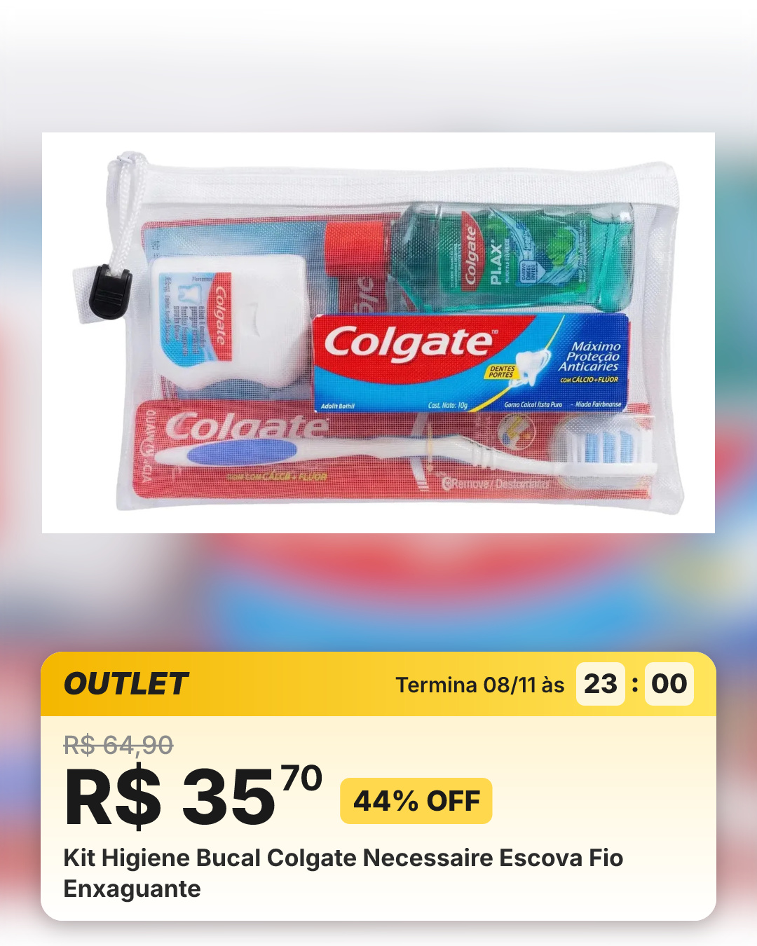 Kit Higiene Bucal Colgate Necessaire Escova Fio Enxaguante