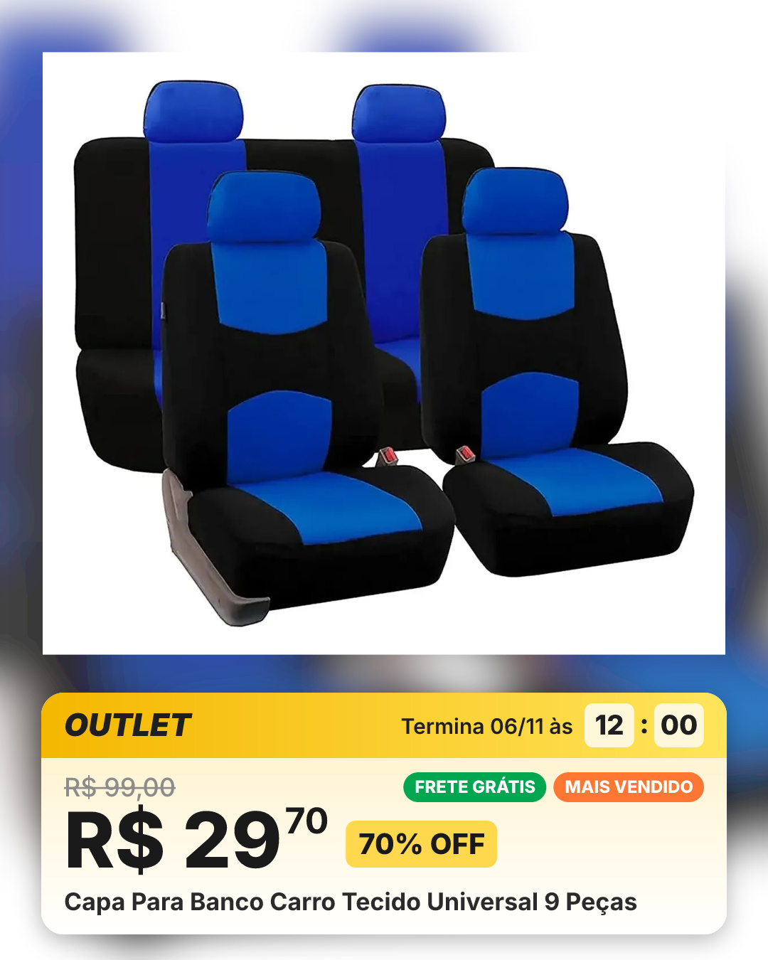 Capa Para Banco Carro Tecido Universal 9 Peças