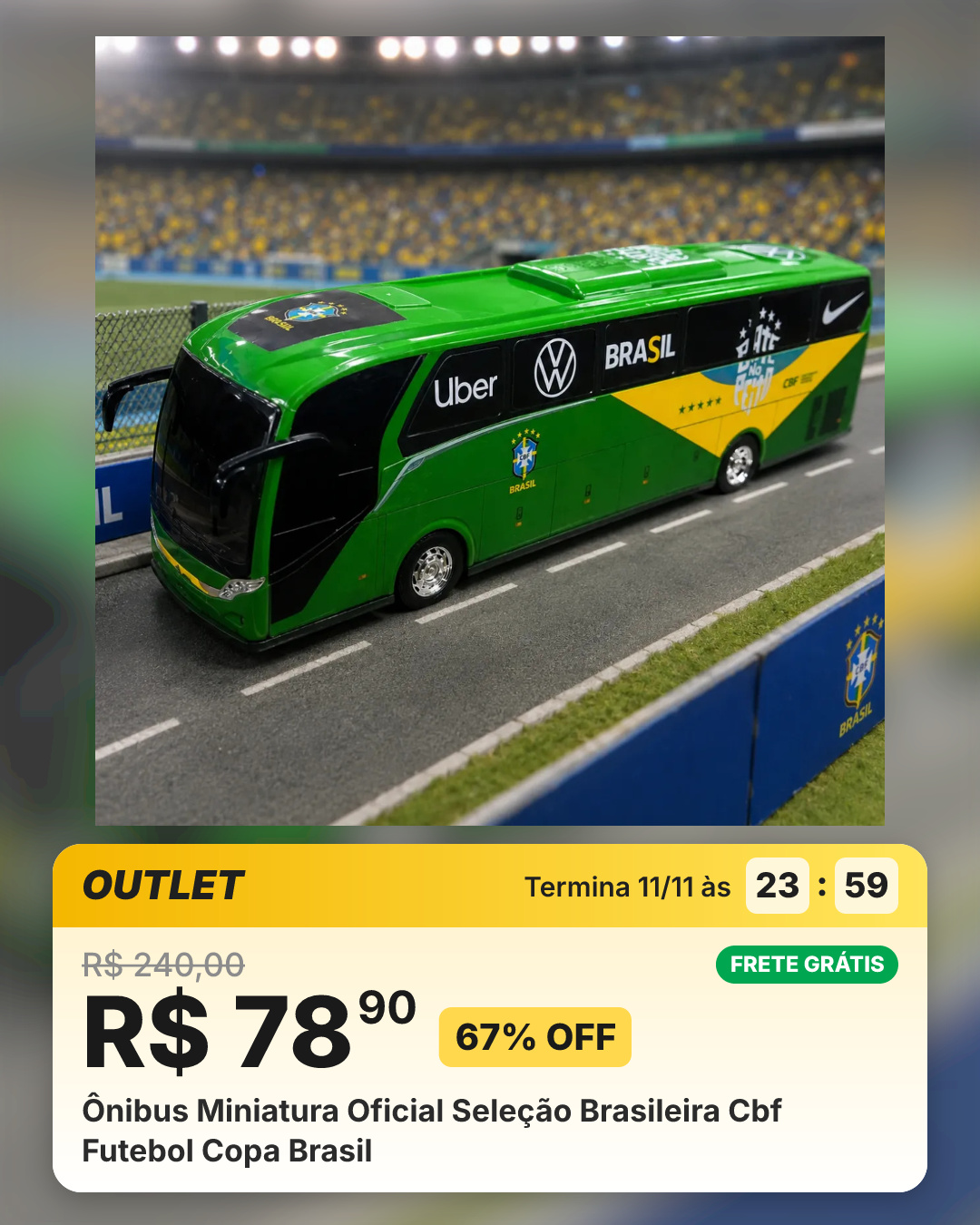 Ônibus Miniatura Oficial Seleção Brasileira Cbf Futebol Copa Brasil