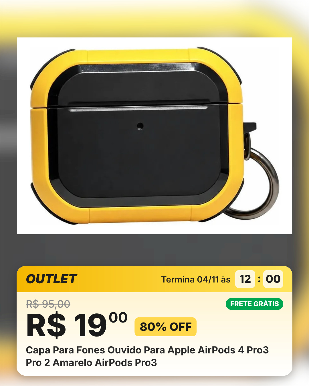 Capa Para Fones Ouvido Para Apple AirPods 4 Pro3 Pro 2 Amarelo AirPods Pro3