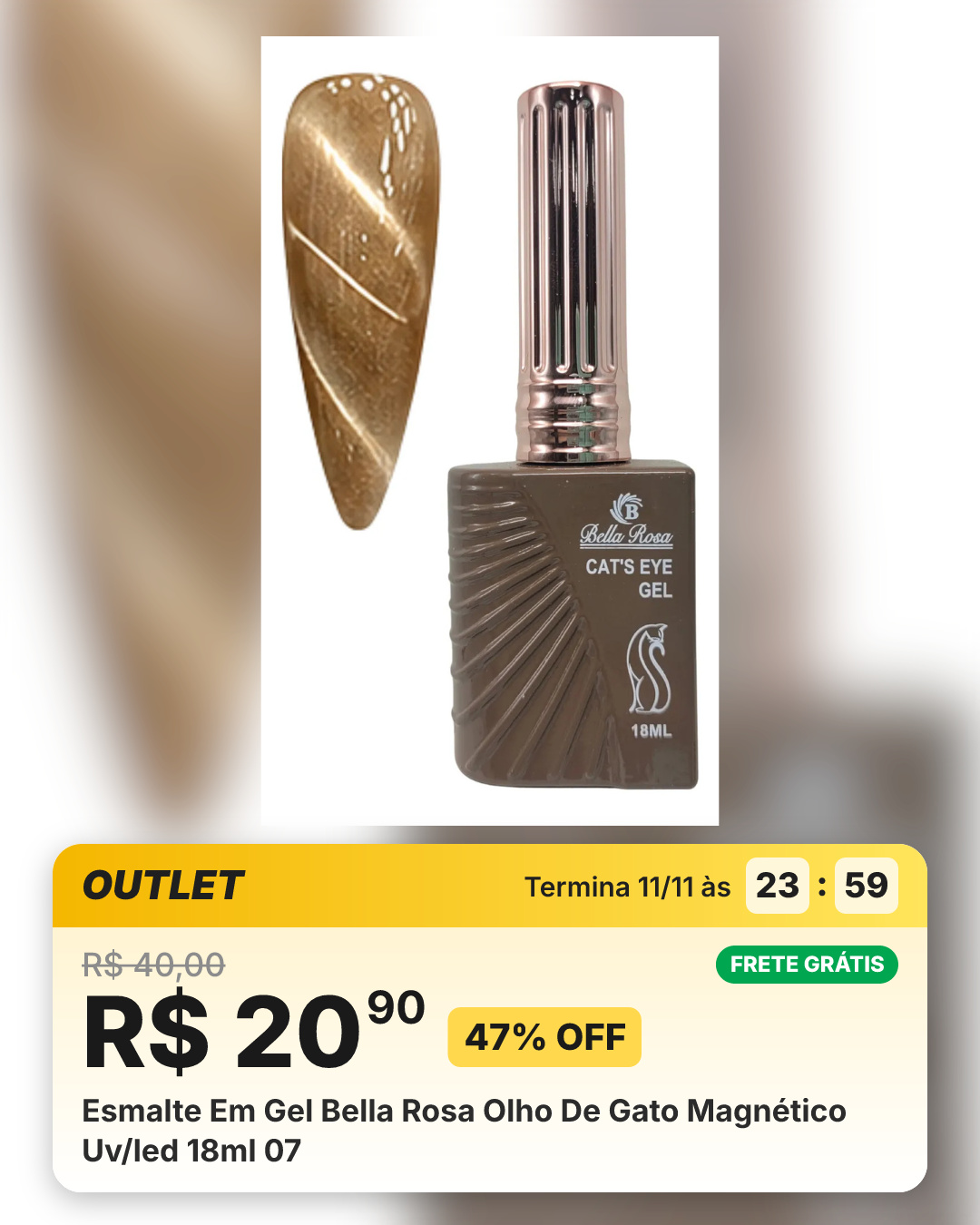 Esmalte Em Gel Bella Rosa Olho De Gato Magnético Uv/led 18ml 07