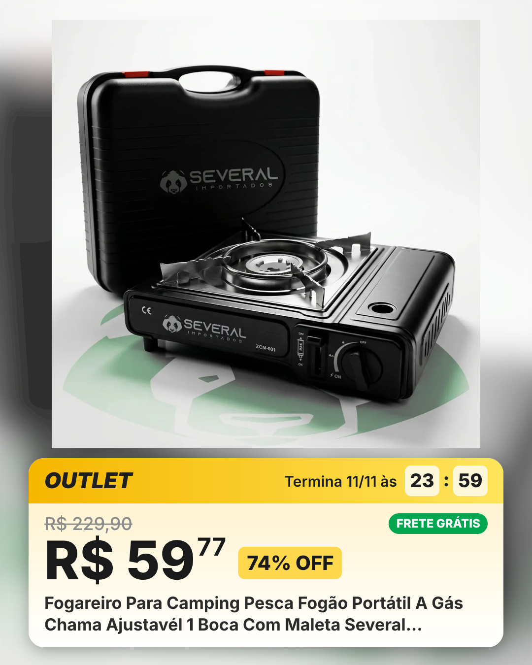 Fogareiro Para Camping Pesca Fogão Portátil A Gás Chama Ajustavél 1 Boca Com Maleta Several Importados 127/220v