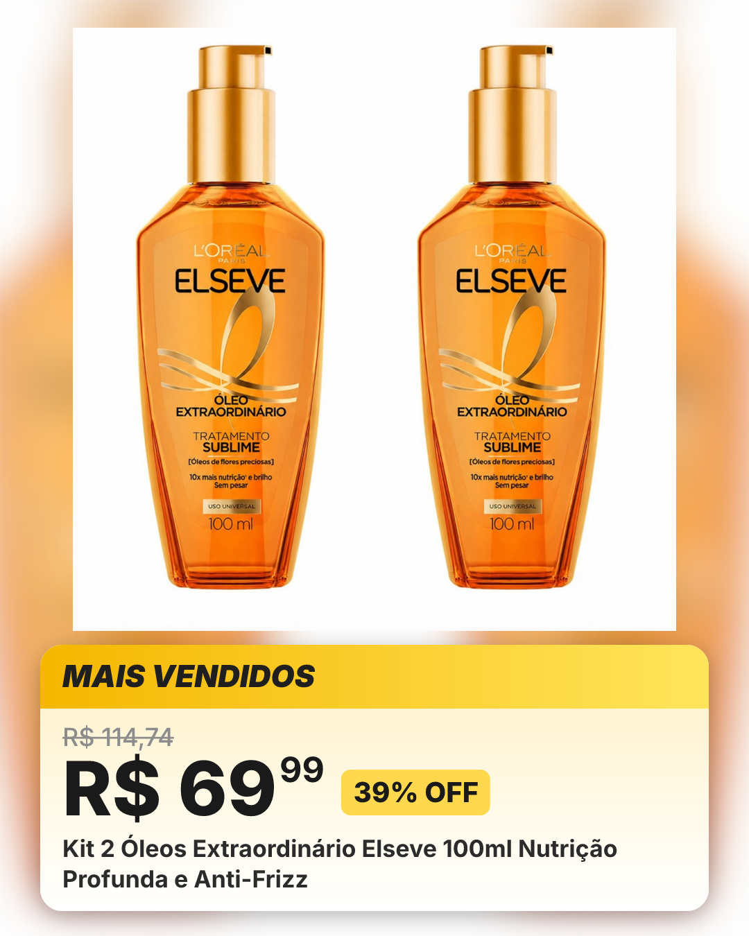 Kit 2 Óleos Extraordinário Elseve 100ml Nutrição Profunda e Anti-Frizz