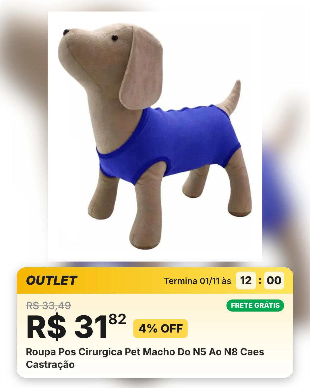 Roupa Pos Cirurgica Pet Macho Do N5 Ao N8 Caes Castração
