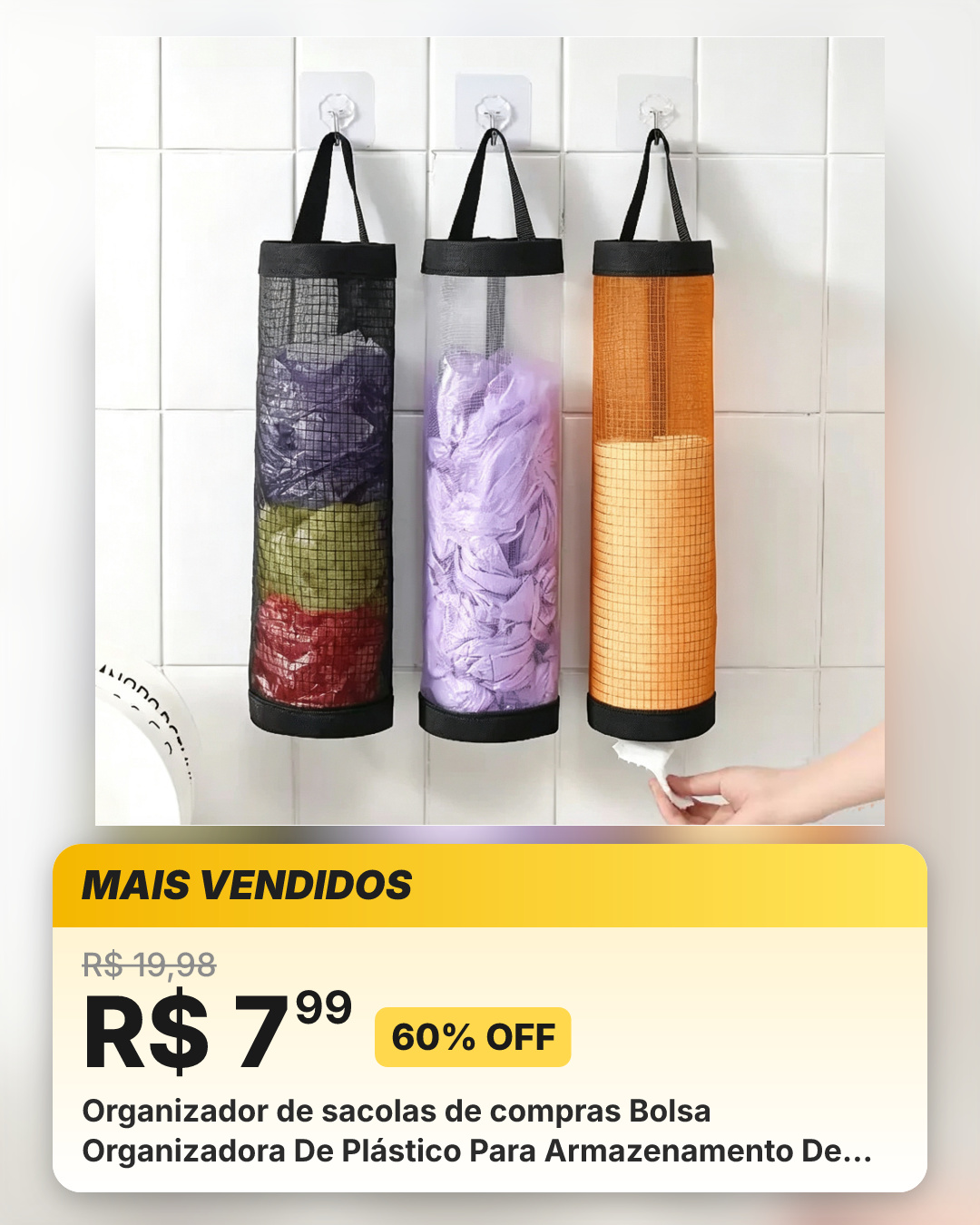 Organizador de sacolas de compras Bolsa Organizadora De Plástico Para Armazenamento De Sacolas De Cozinha