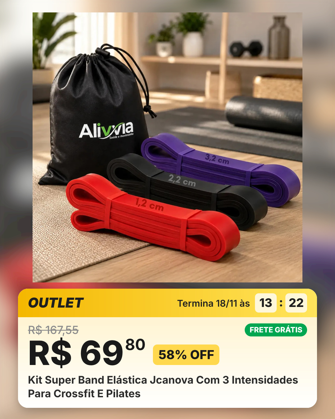 Kit Super Band Elástica Jcanova Com 3 Intensidades Para Crossfit E Pilates