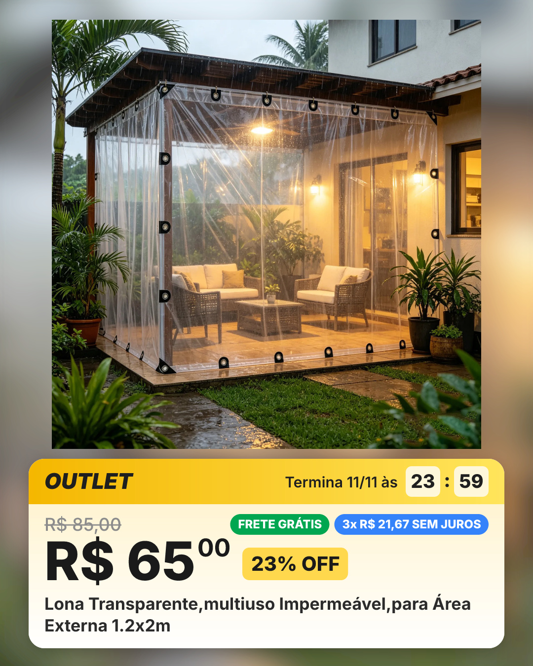 Lona Transparente,multiuso Impermeável,para Área Externa 1.2x2m