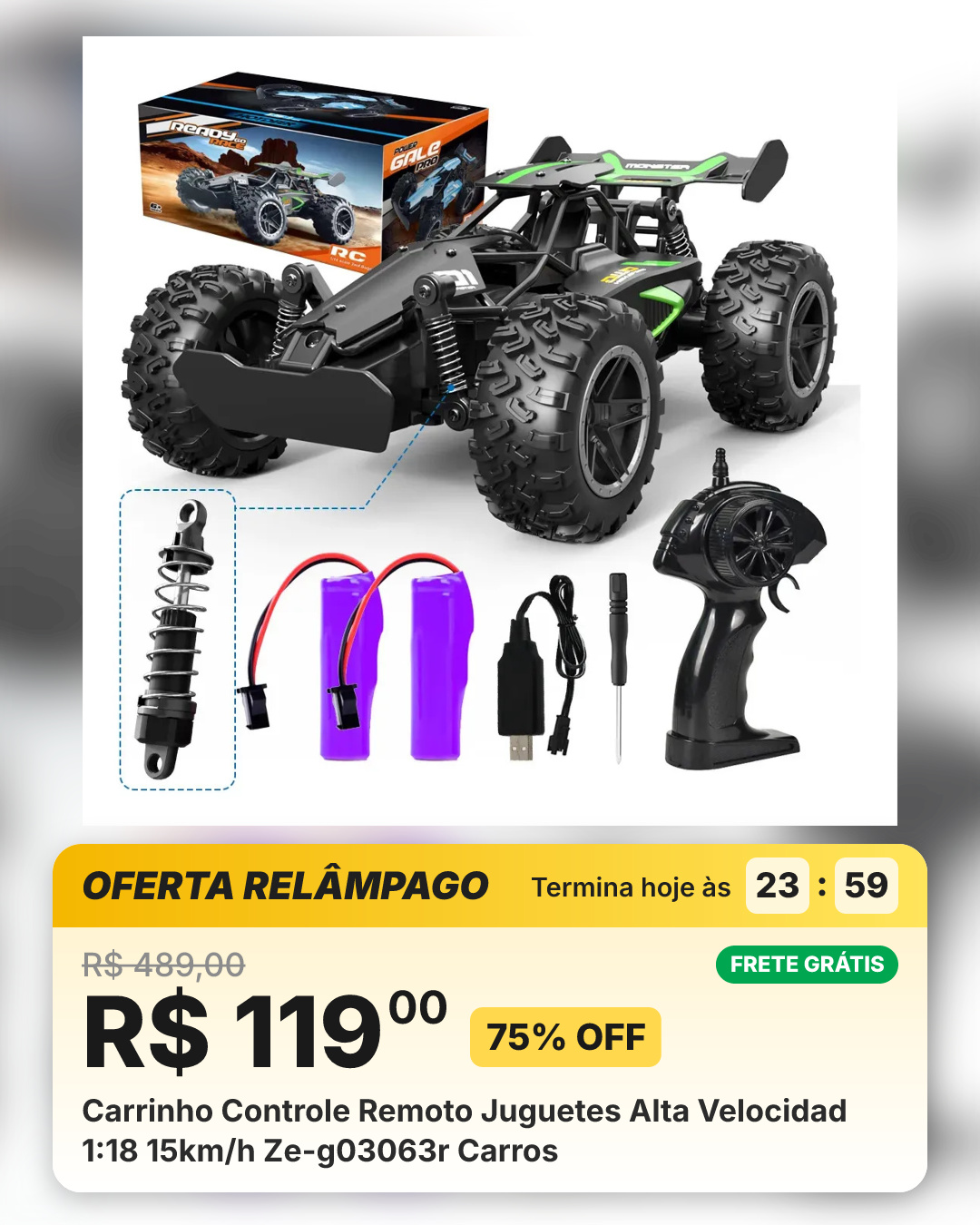 Carrinho Controle Remoto Juguetes Alta Velocidad 1:18 15km/h Ze-g03063r Carros