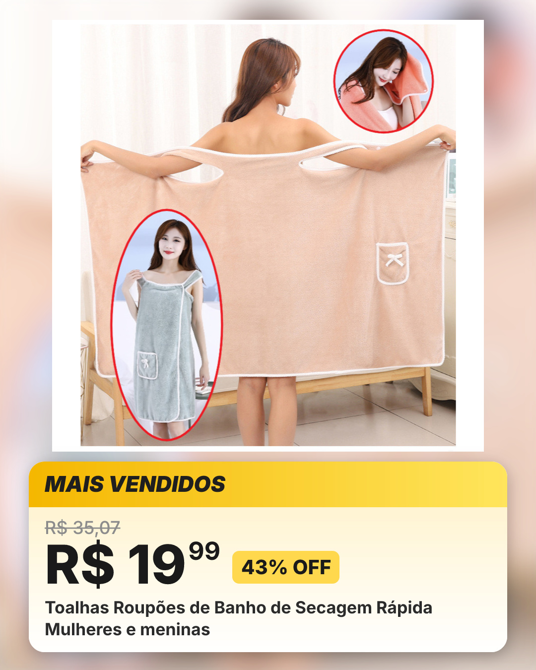 Toalhas Roupões de Banho de Secagem Rápida Mulheres e meninas