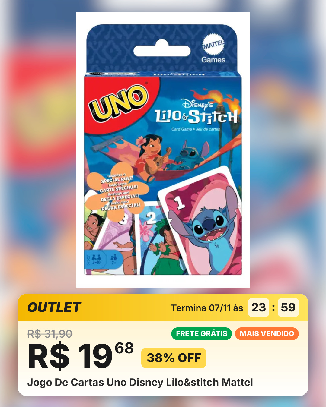 Jogo De Cartas Uno Disney Lilo&stitch Mattel