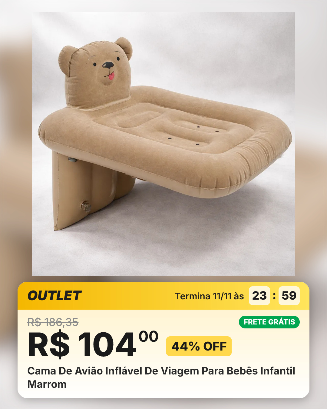 Cama De Avião Inflável De Viagem Para Bebês Infantil Marrom