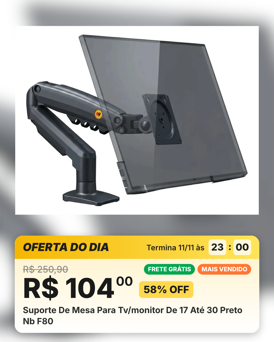 Suporte De Mesa Para Tv/monitor De 17 Até 30 Preto Nb F80