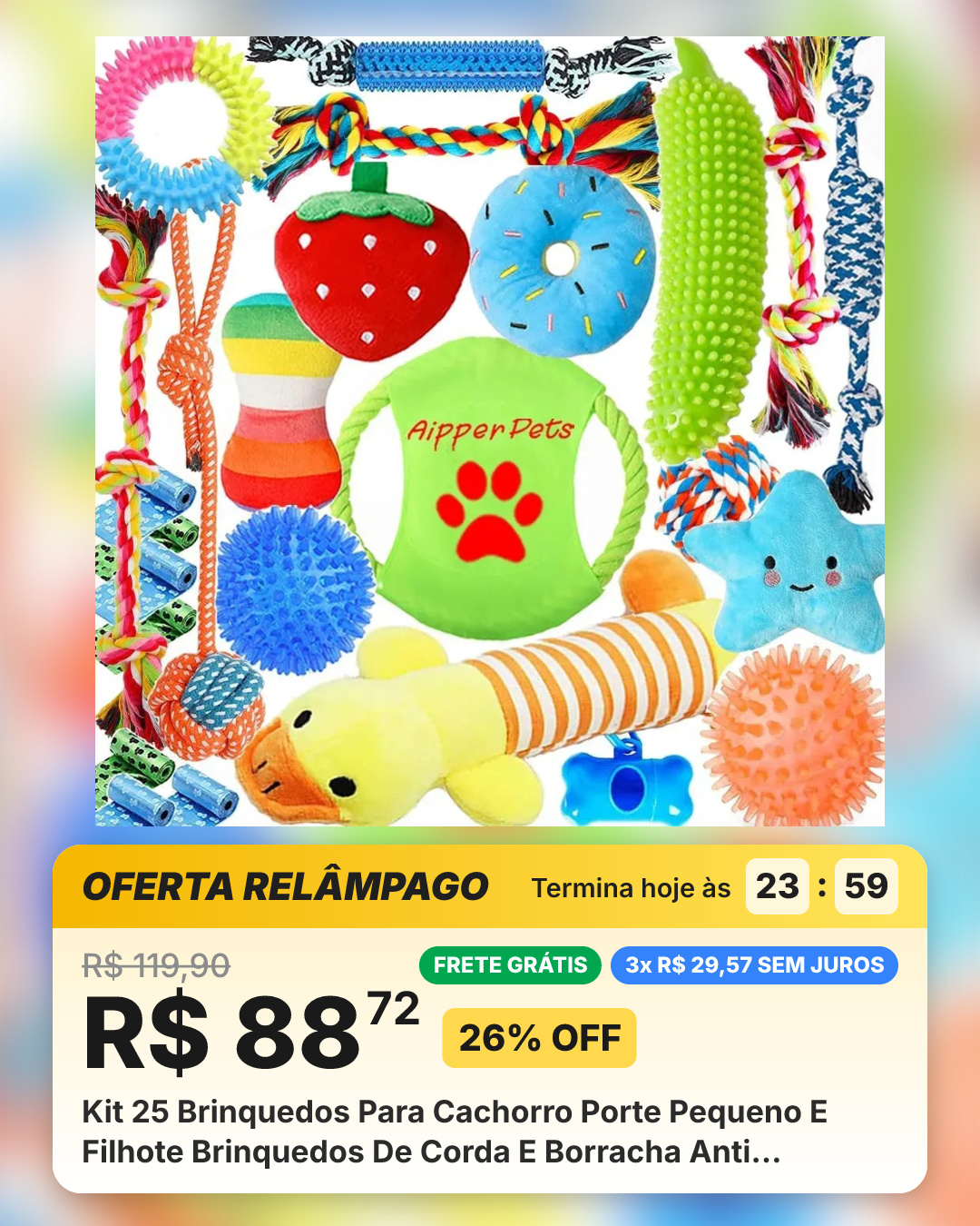 Kit 25 Brinquedos Para Cachorro Porte Pequeno E Filhote Brinquedos De Corda E Borracha Anti Estresse Para Dentição Adestramento E Mordida