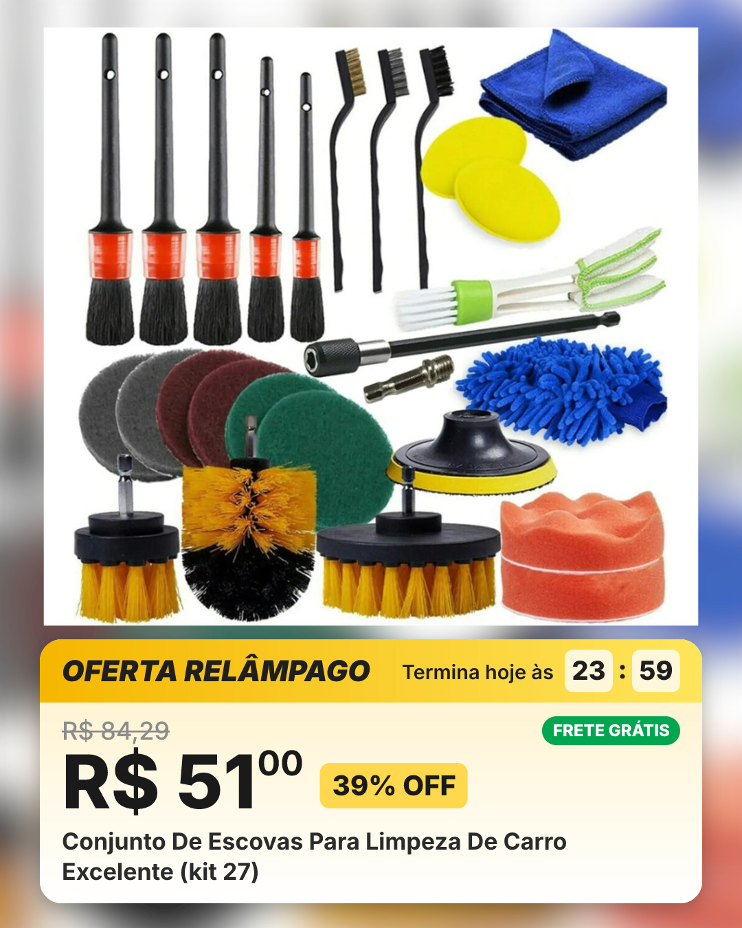 Conjunto De Escovas Para Limpeza De Carro Excelente (kit 27)
