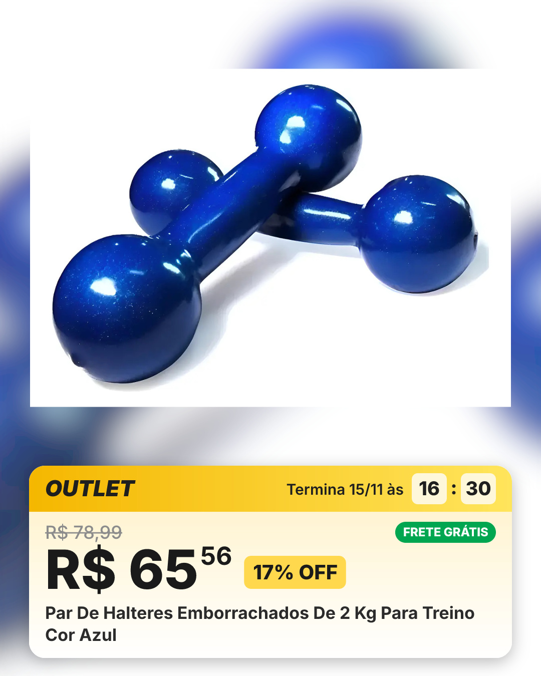 Par De Halteres Emborrachados De 2 Kg Para Treino Cor Azul