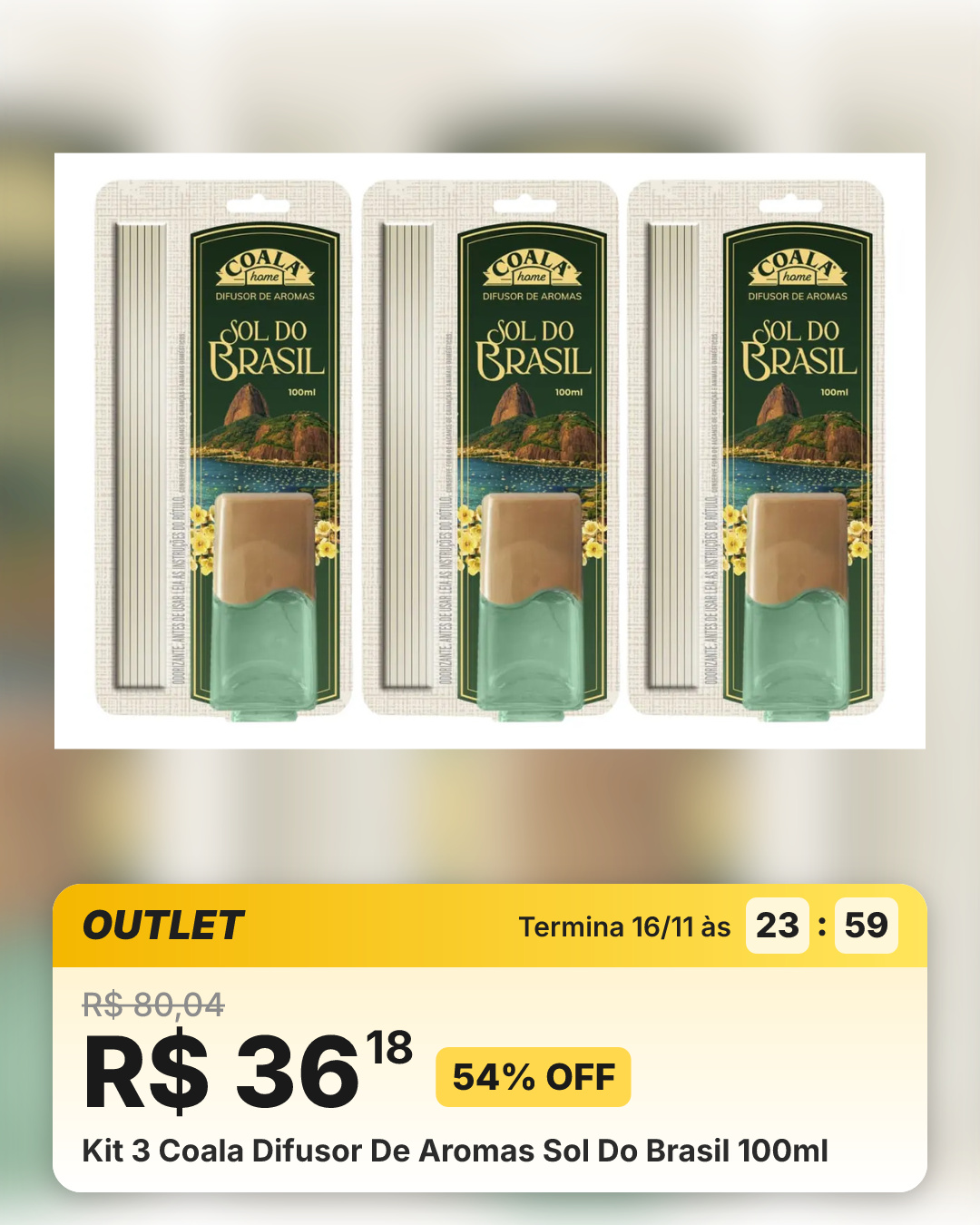 Kit 3 Coala Difusor De Aromas Sol Do Brasil 100ml