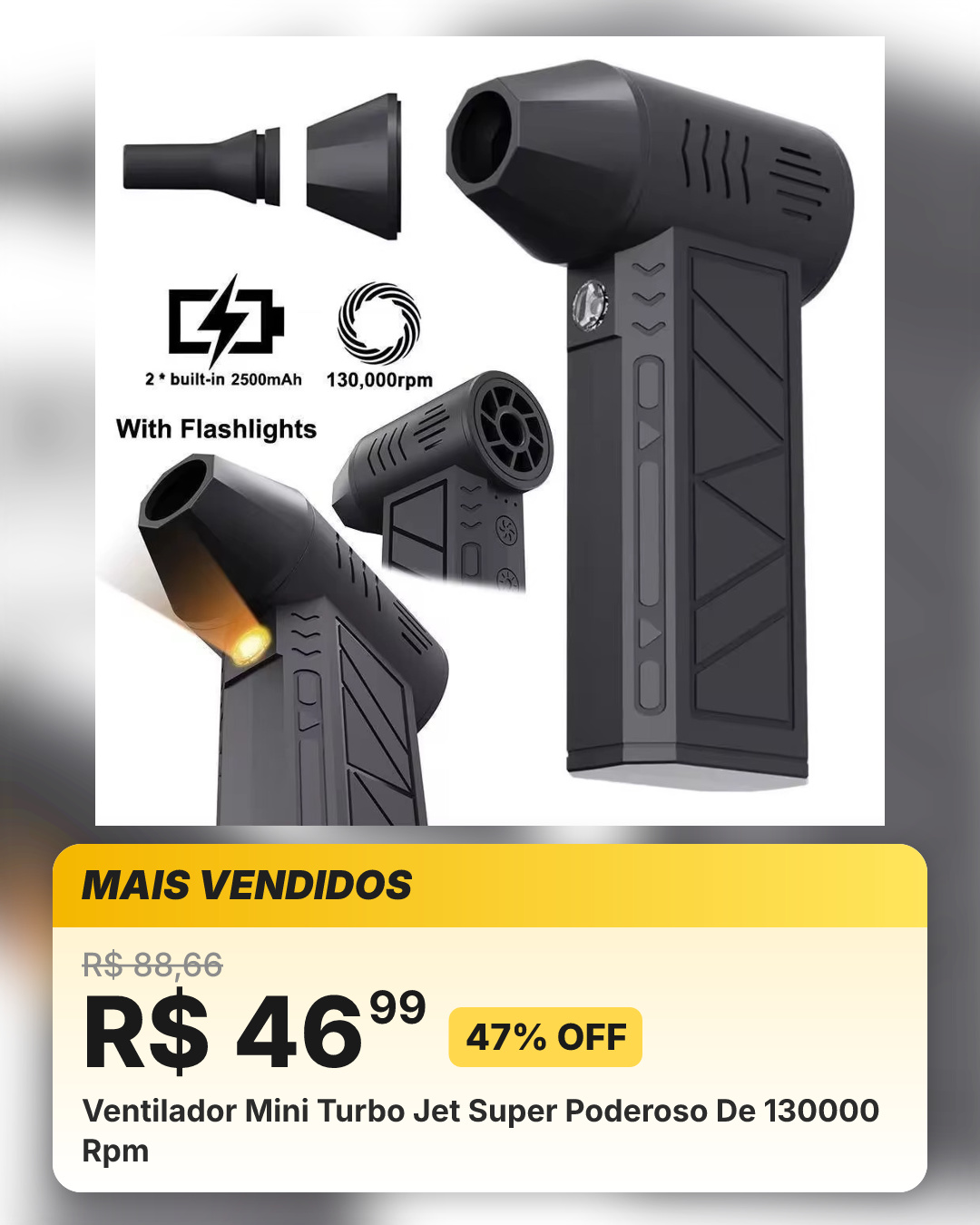 Ventilador Mini Turbo Jet Super Poderoso De 130000 Rpm