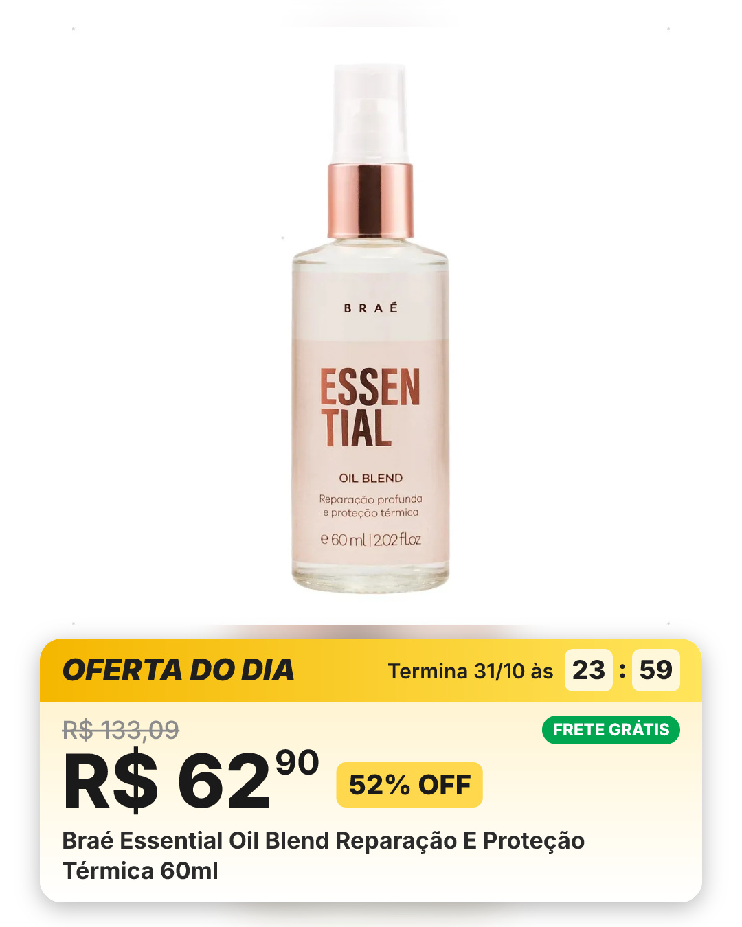 Braé Essential Oil Blend Reparação E Proteção Térmica 60ml