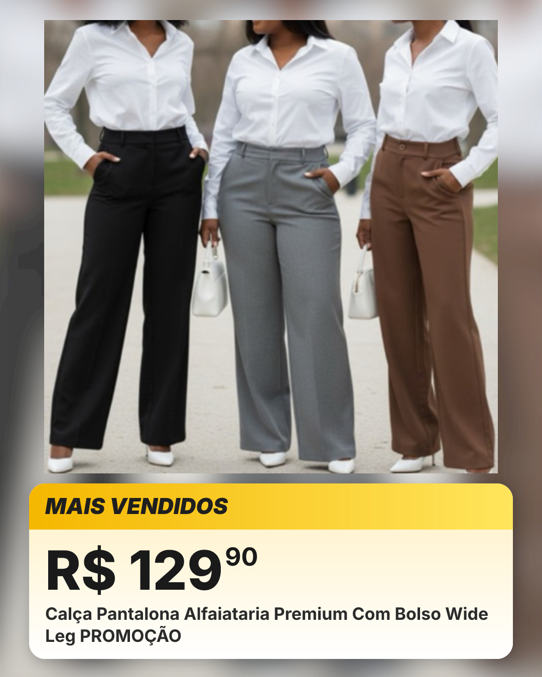 Calça Pantalona Alfaiataria Premium Com Bolso Wide Leg PROMOÇÃO
