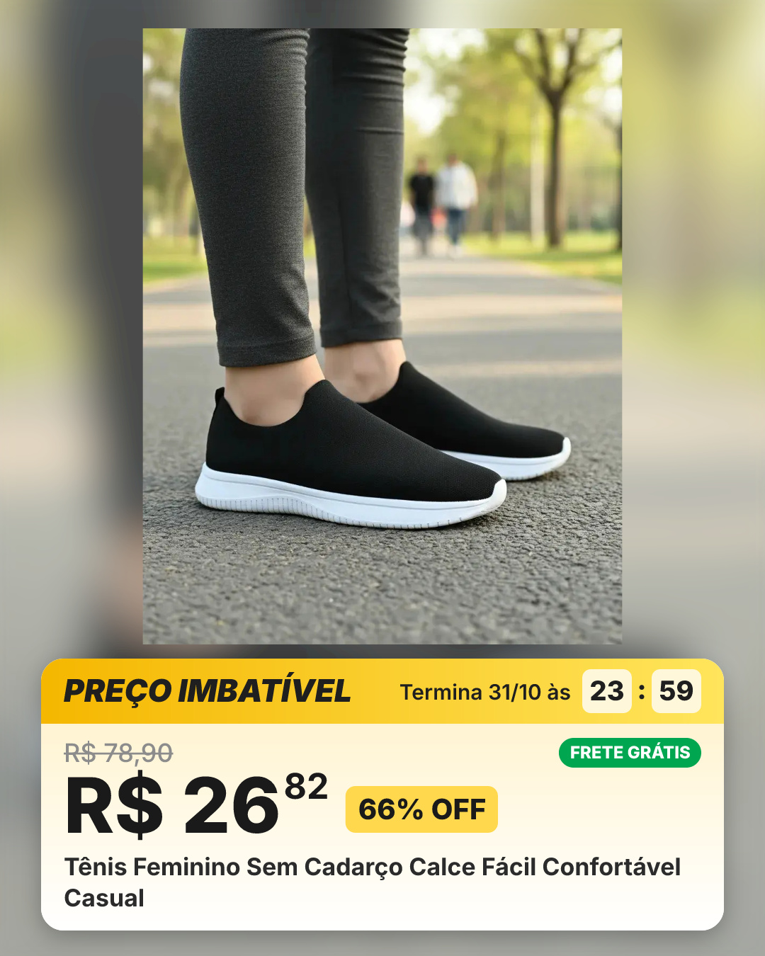 Tênis Feminino Sem Cadarço Calce Fácil Confortável Casual
