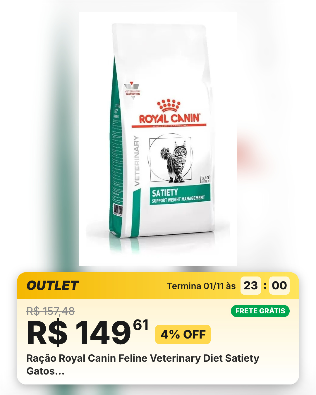 Ração Royal Canin Feline Veterinary Diet Satiety Gatos…