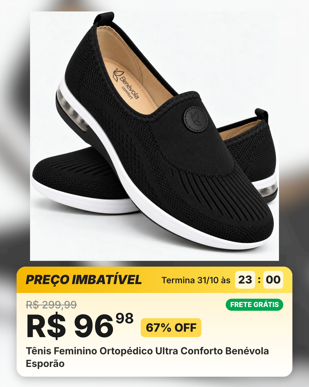 Tênis Feminino Ortopédico Ultra Conforto Benévola Esporão