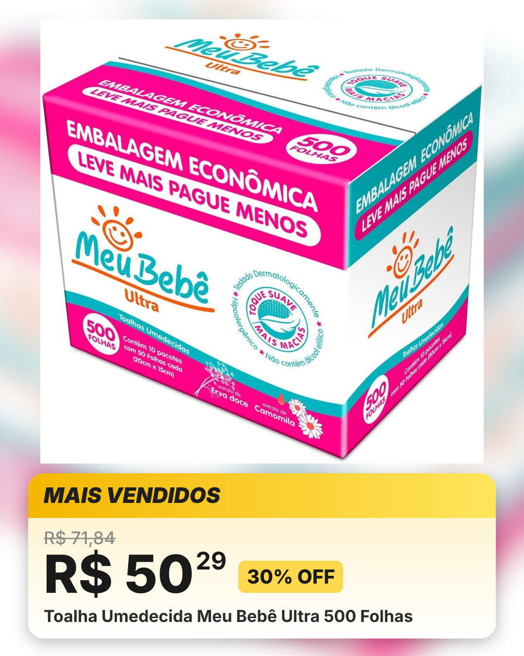 Toalha Umedecida Meu Bebê Ultra 500 Folhas