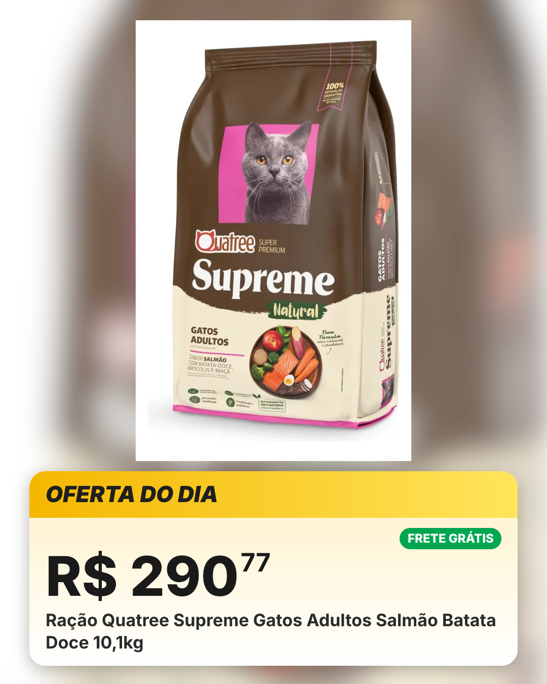 Ração Quatree Supreme Gatos Adultos Salmão Batata Doce 10,1kg