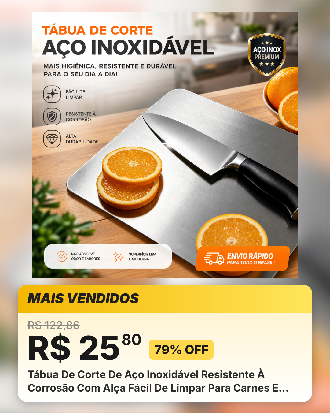 Tábua De Corte De Aço Inoxidável Resistente À Corrosão Com Alça Fácil De Limpar Para Carnes E Legumes