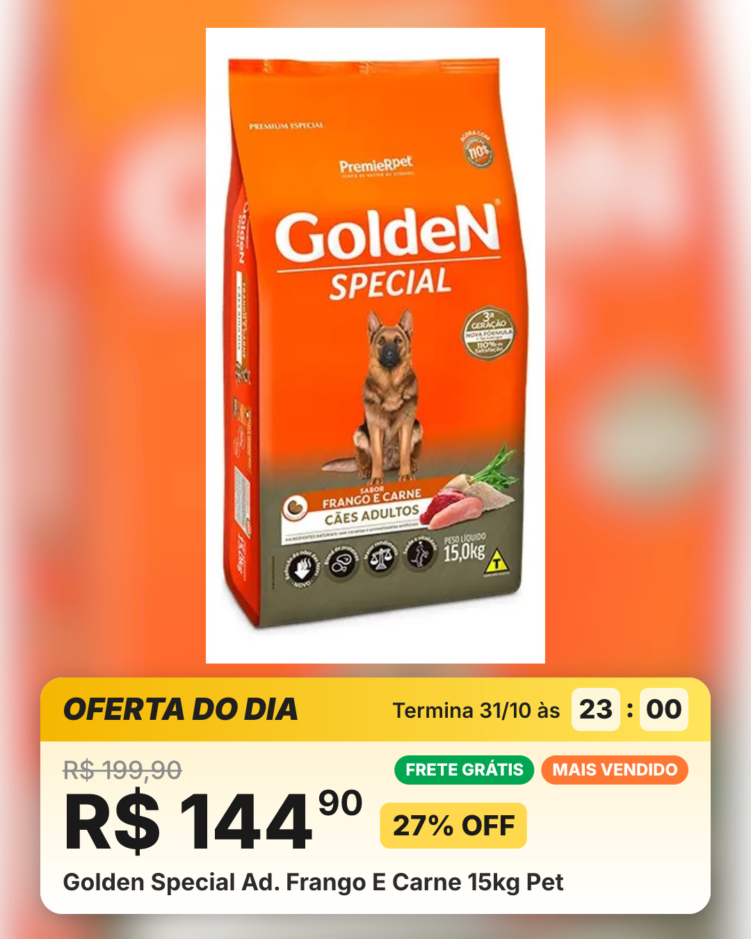 Golden Special Ad. Frango E Carne 15kg Pet