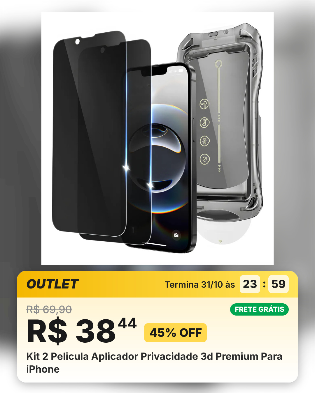 Kit 2 Pelicula Aplicador Privacidade 3d Premium Para iPhone