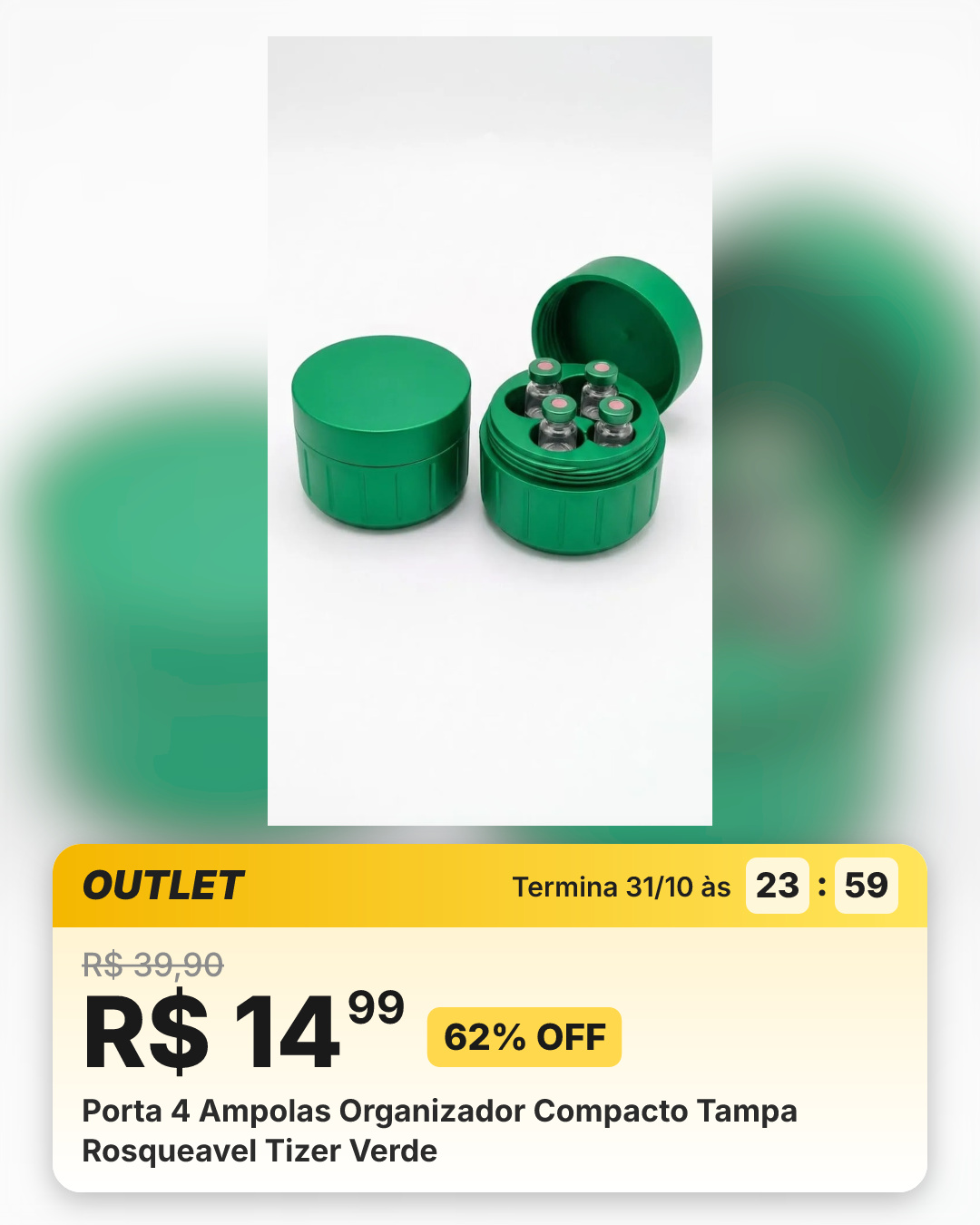 Porta 4 Ampolas Organizador Compacto Tampa Rosqueavel Tizer Verde