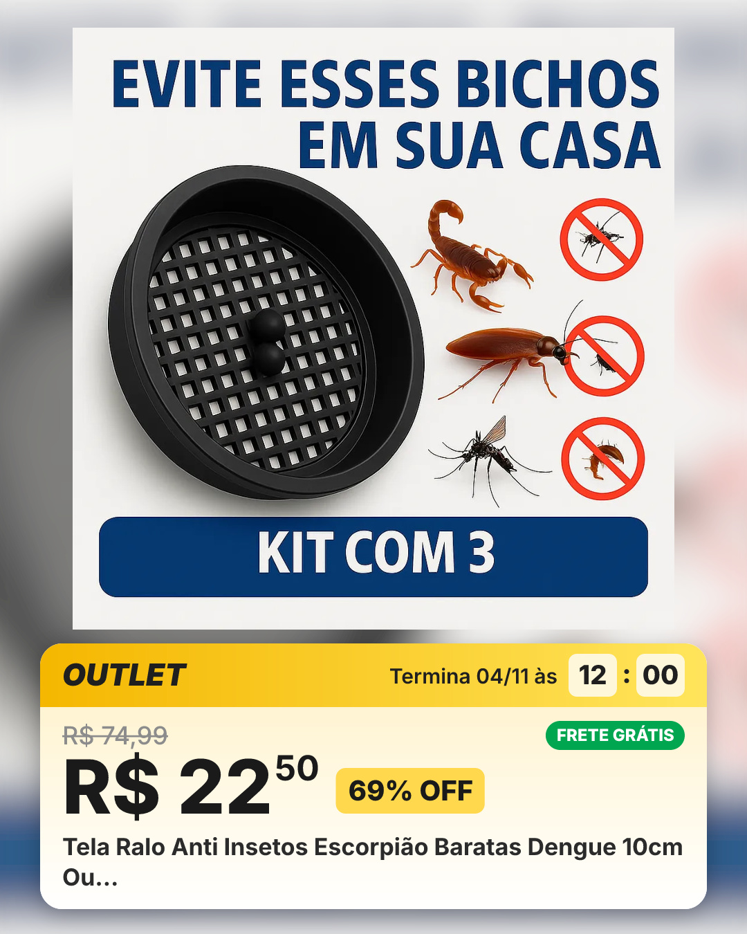 Tela Ralo Anti Insetos Escorpião Baratas Dengue 10cm Ou…