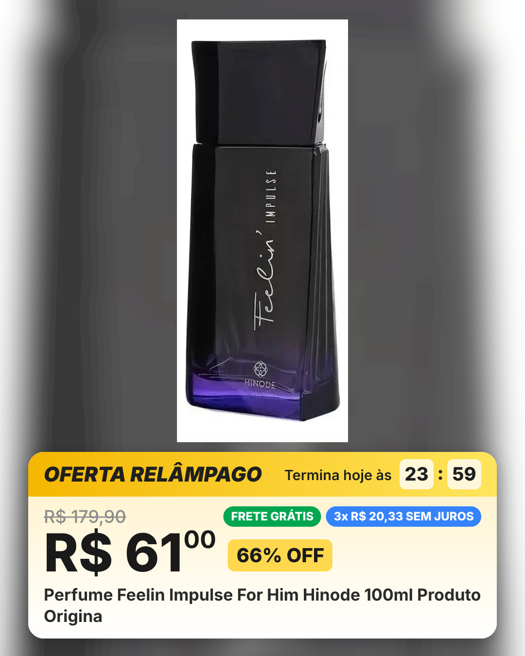 Perfume Feelin Impulse For Him Hinode 100ml Produto Origina