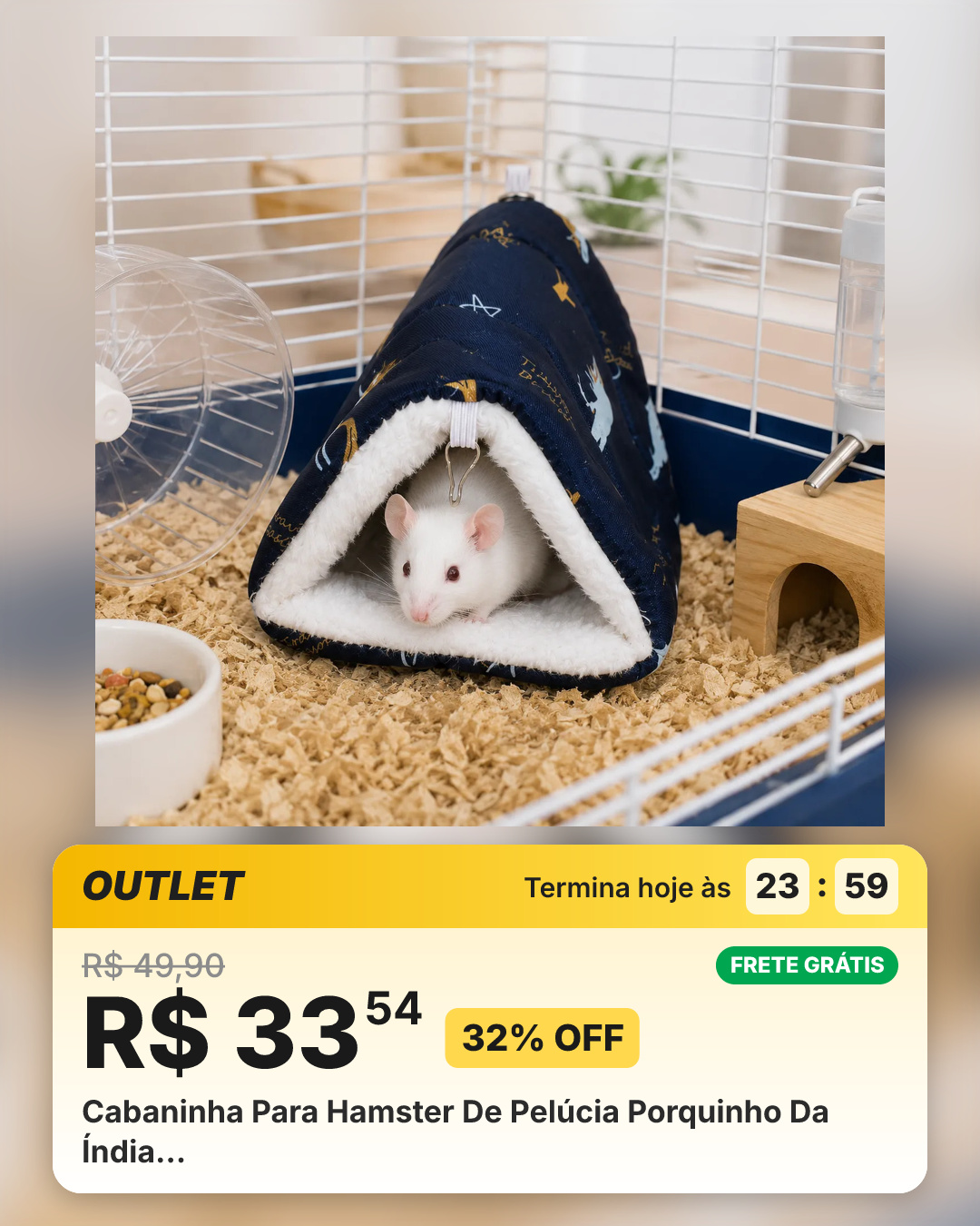 Cabaninha Para Hamster De Pelúcia Porquinho Da Índia…