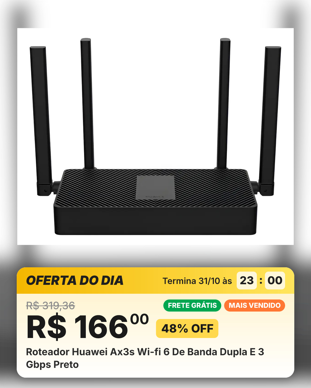 Roteador Huawei Ax3s Wi-fi 6 De Banda Dupla E 3 Gbps Preto