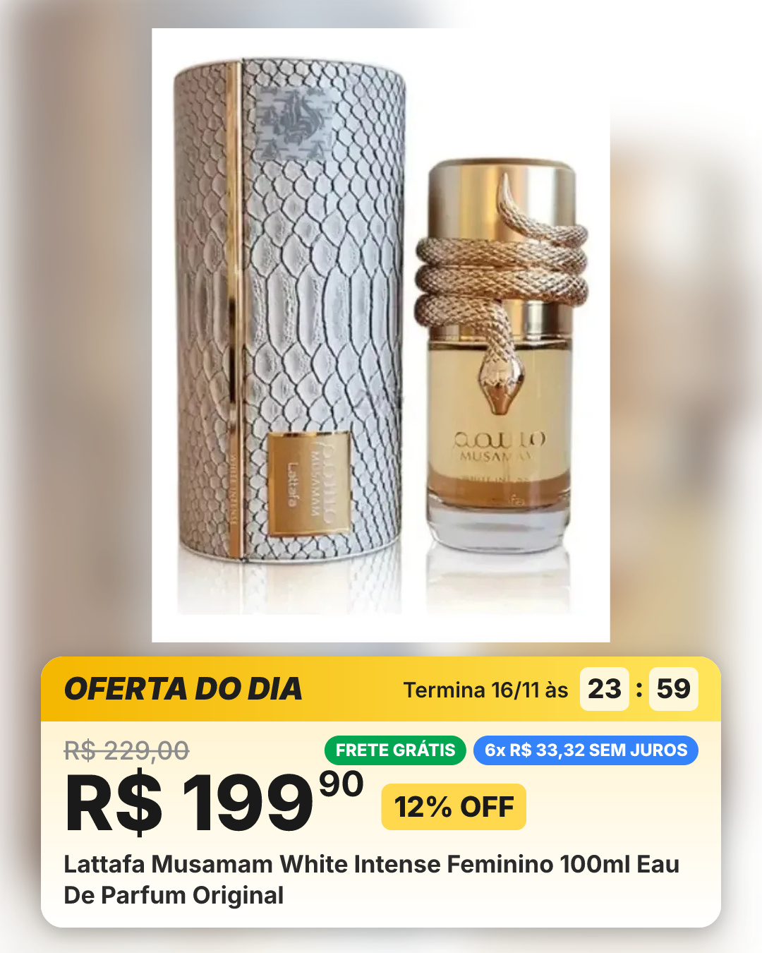 Lattafa Musamam White Intense Feminino 100ml Eau De Parfum Original