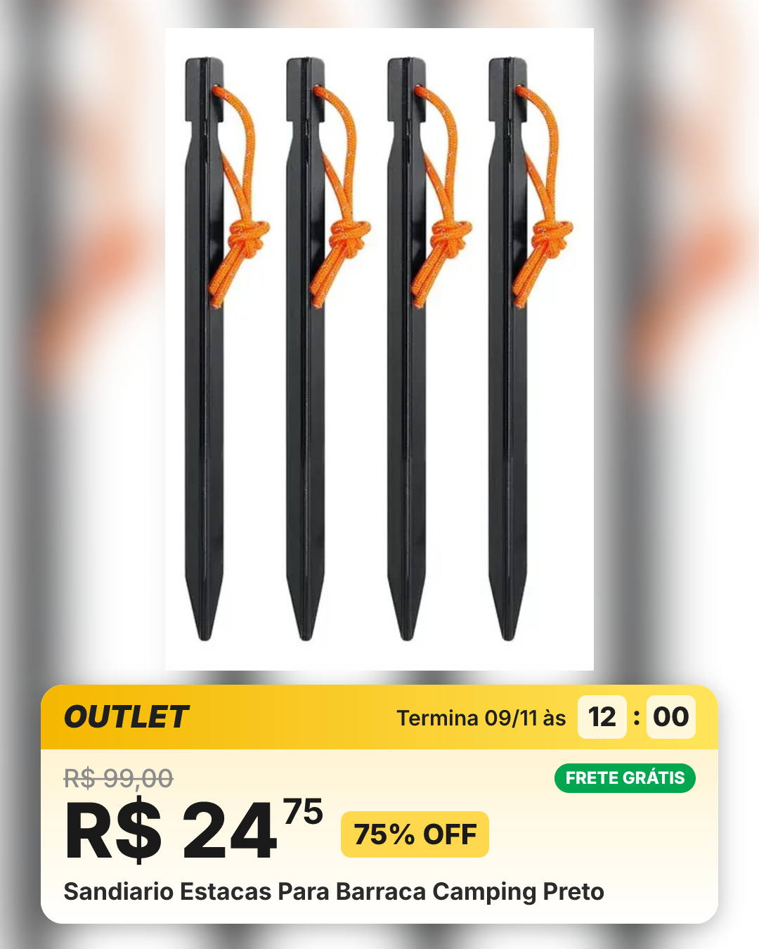 Sandiario Estacas Para Barraca Camping Preto
