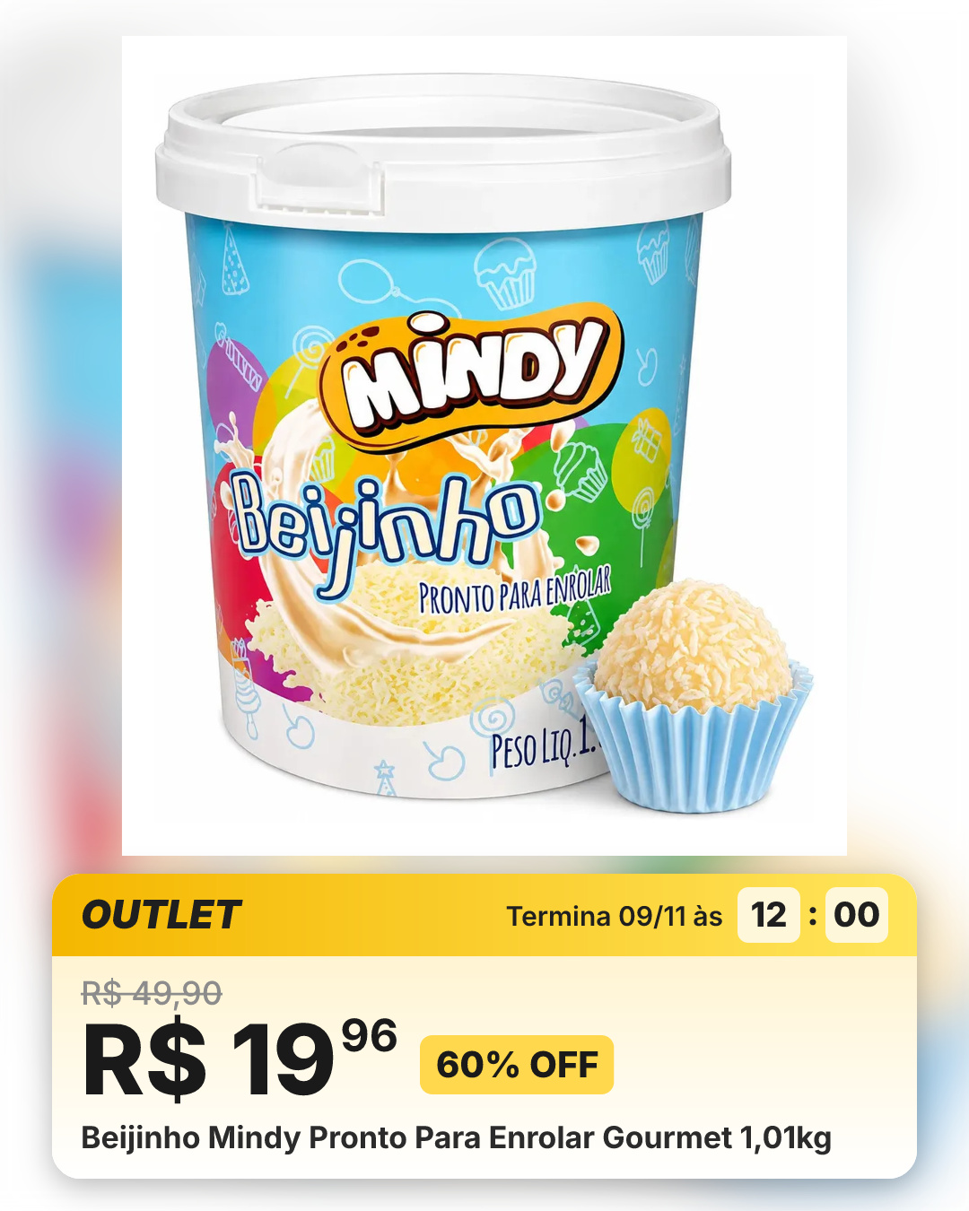 Beijinho Mindy Pronto Para Enrolar Gourmet 1,01kg