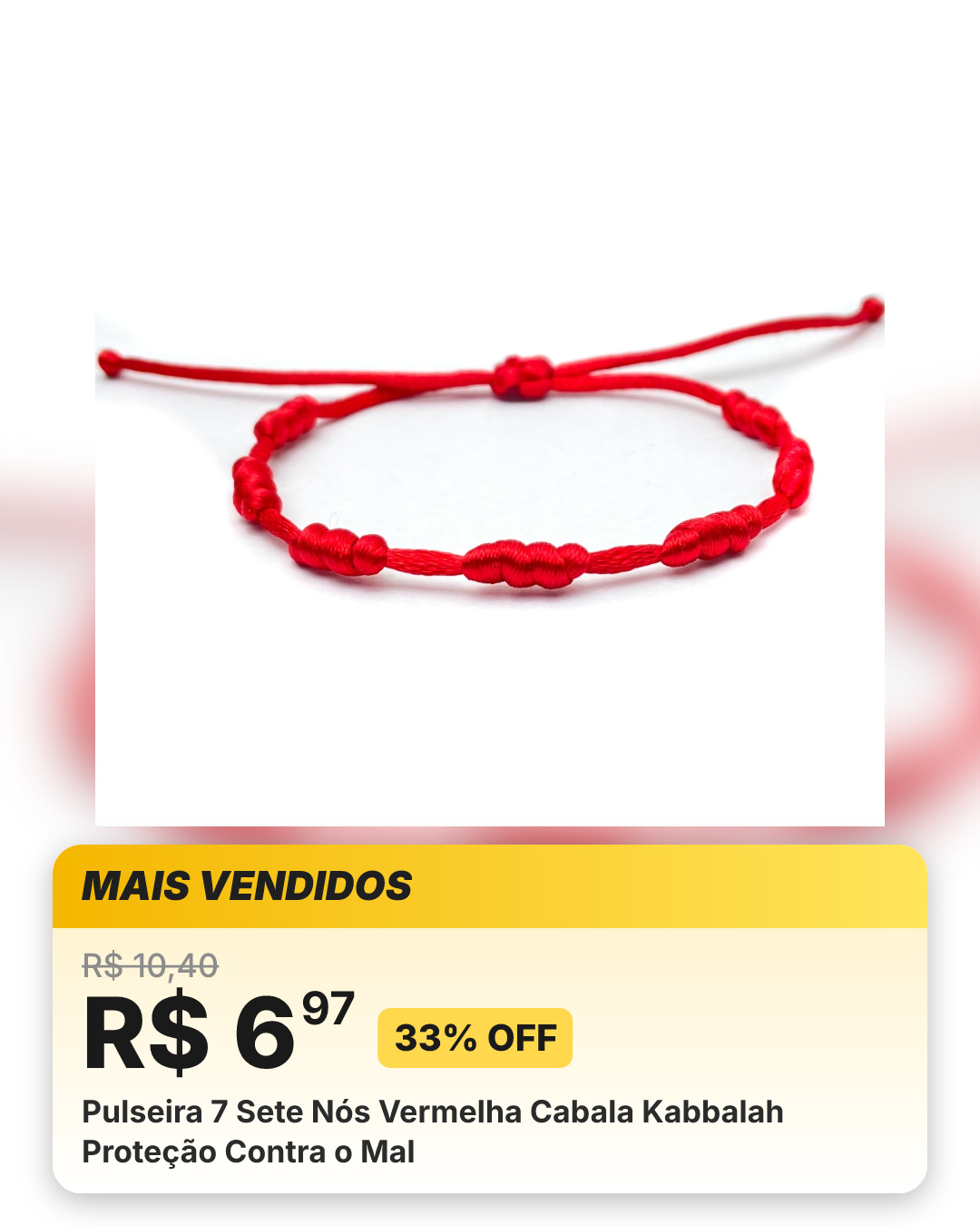 Pulseira 7 Sete Nós Vermelha Cabala Kabbalah Proteção Contra o Mal