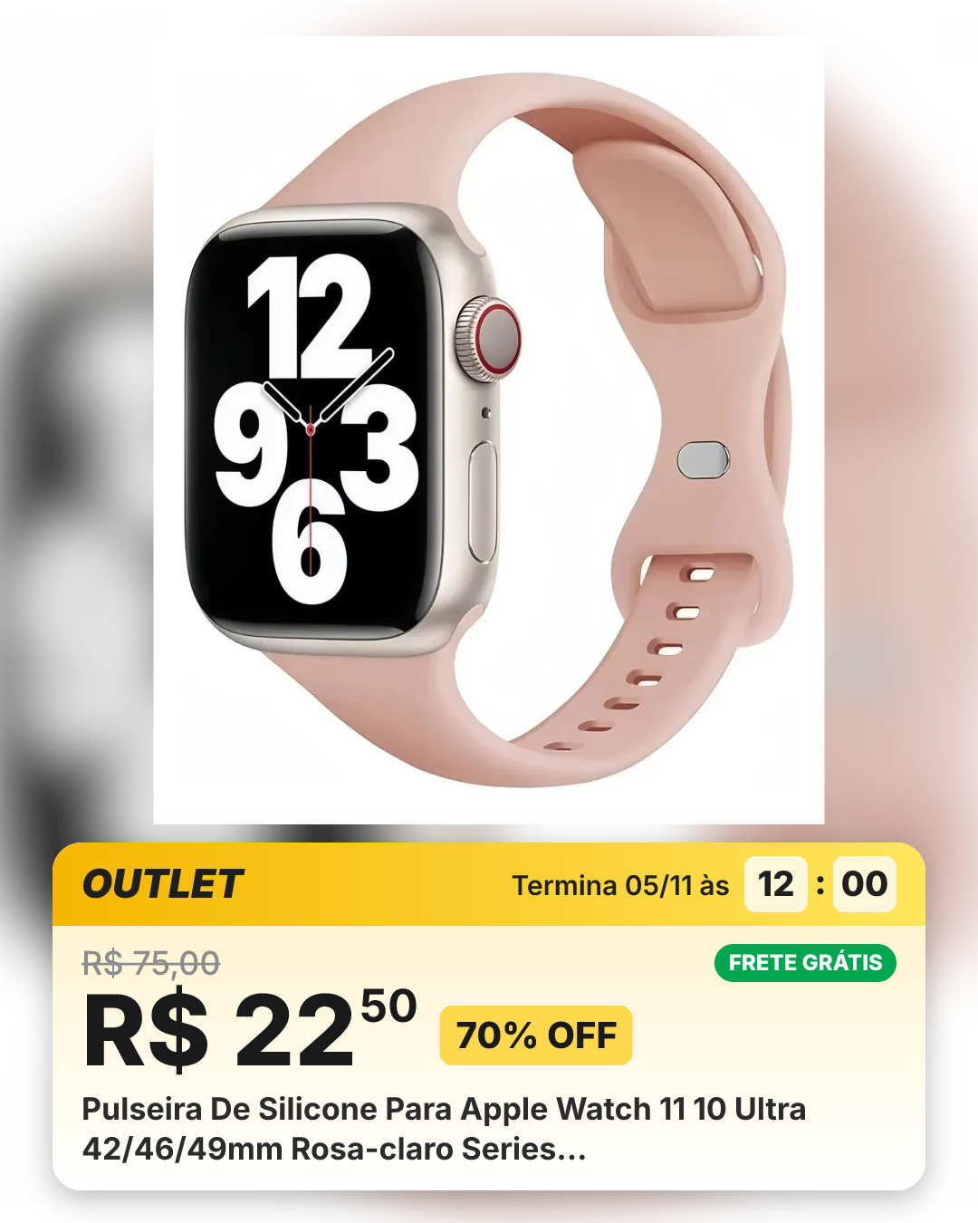 Pulseira De Silicone Para Apple Watch 11 10 Ultra 42/46/49mm Rosa-claro Series 44/45/46(s12/s11/s10)/49mm Ultra