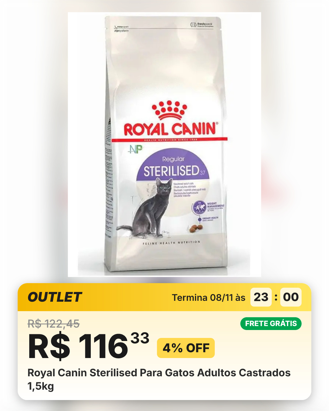 Royal Canin Sterilised Para Gatos Adultos Castrados 1,5kg