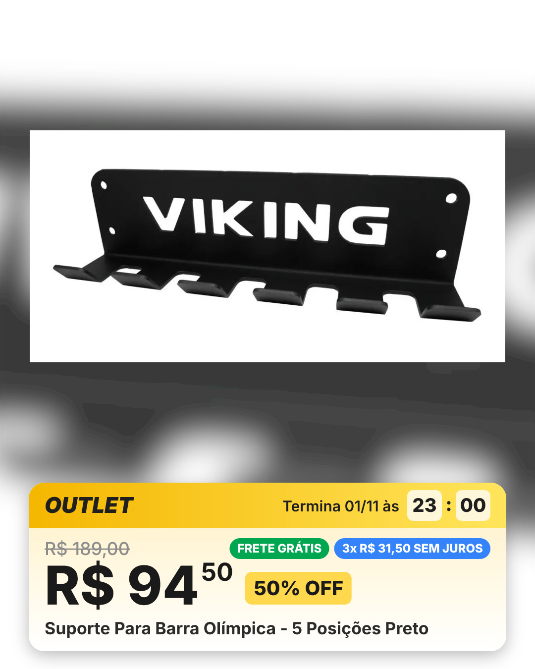 Suporte Para Barra Olímpica - 5 Posições Preto