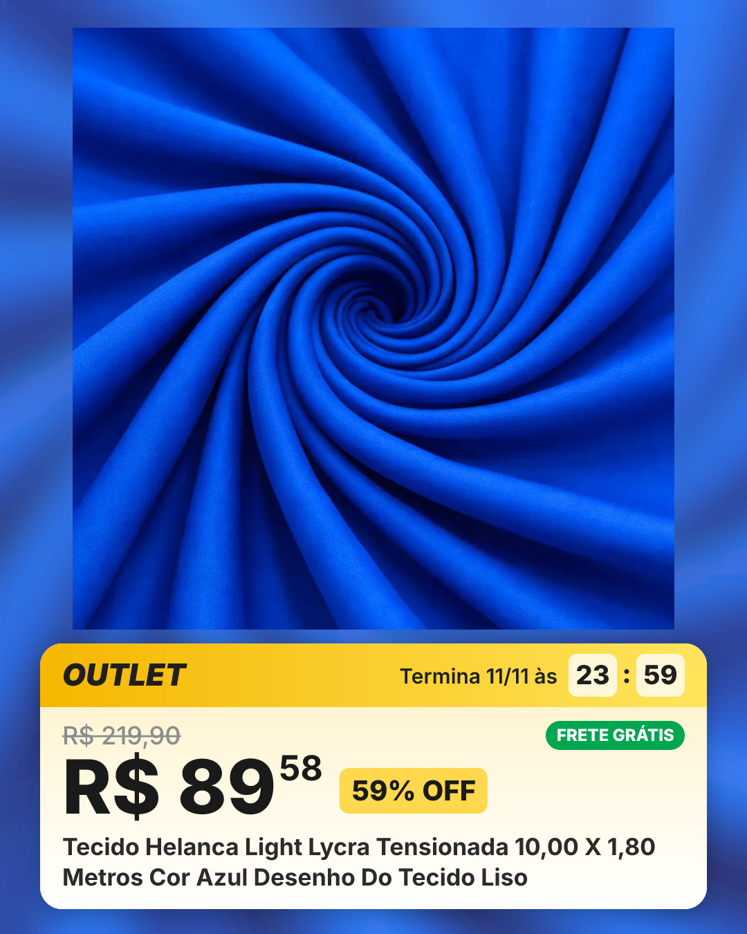 Tecido Helanca Light Lycra Tensionada 10,00 X 1,80 Metros Cor Azul Desenho Do Tecido Liso
