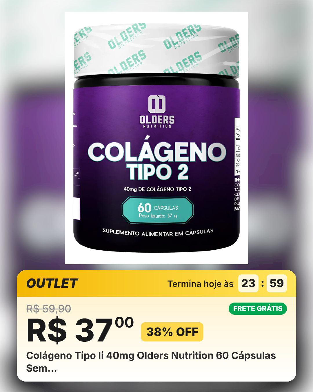 Colágeno Tipo Ii 40mg Olders Nutrition 60 Cápsulas Sem…