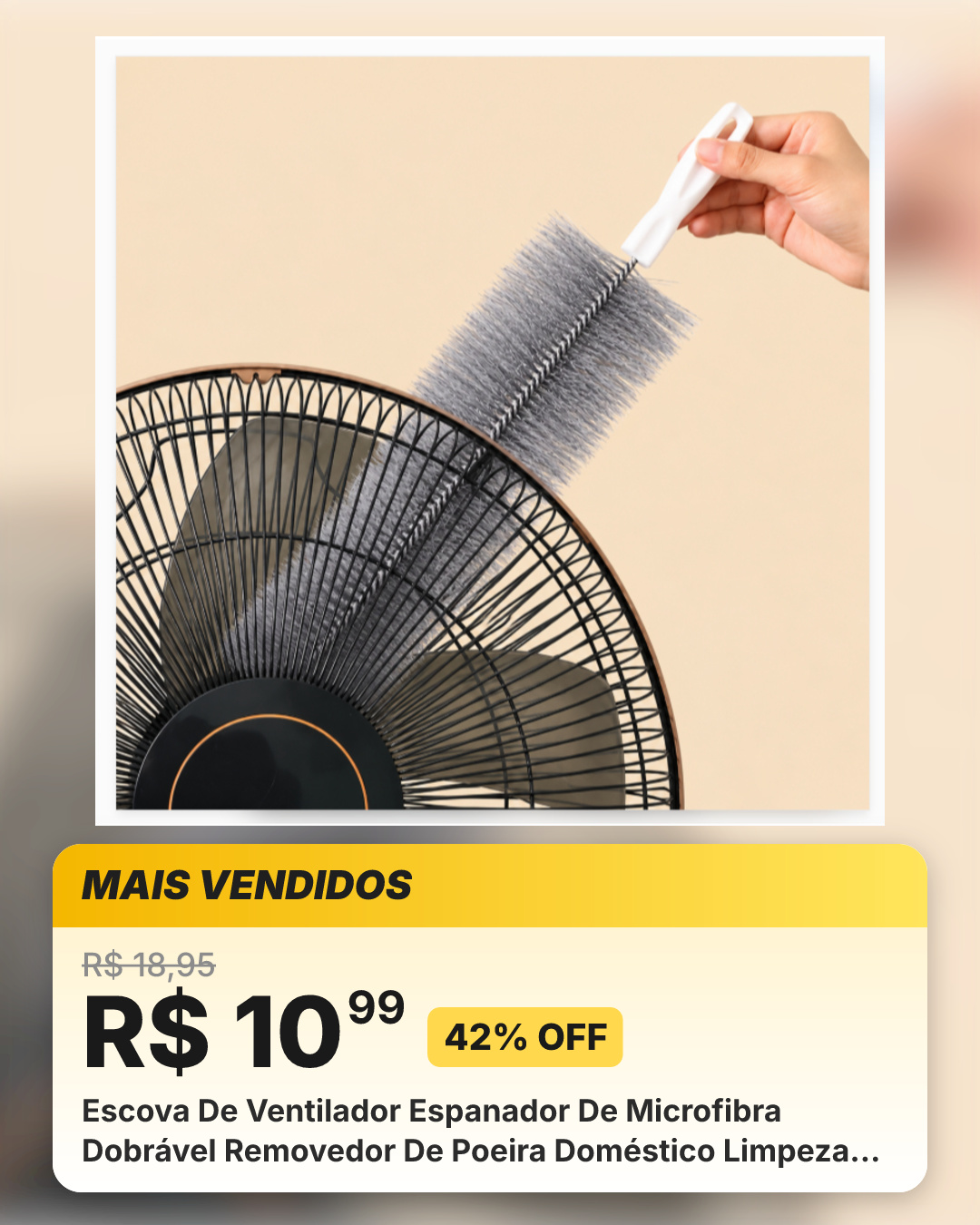 Escova De Ventilador Espanador De Microfibra Dobrável Removedor De Poeira Doméstico Limpeza Para Ar Condicion