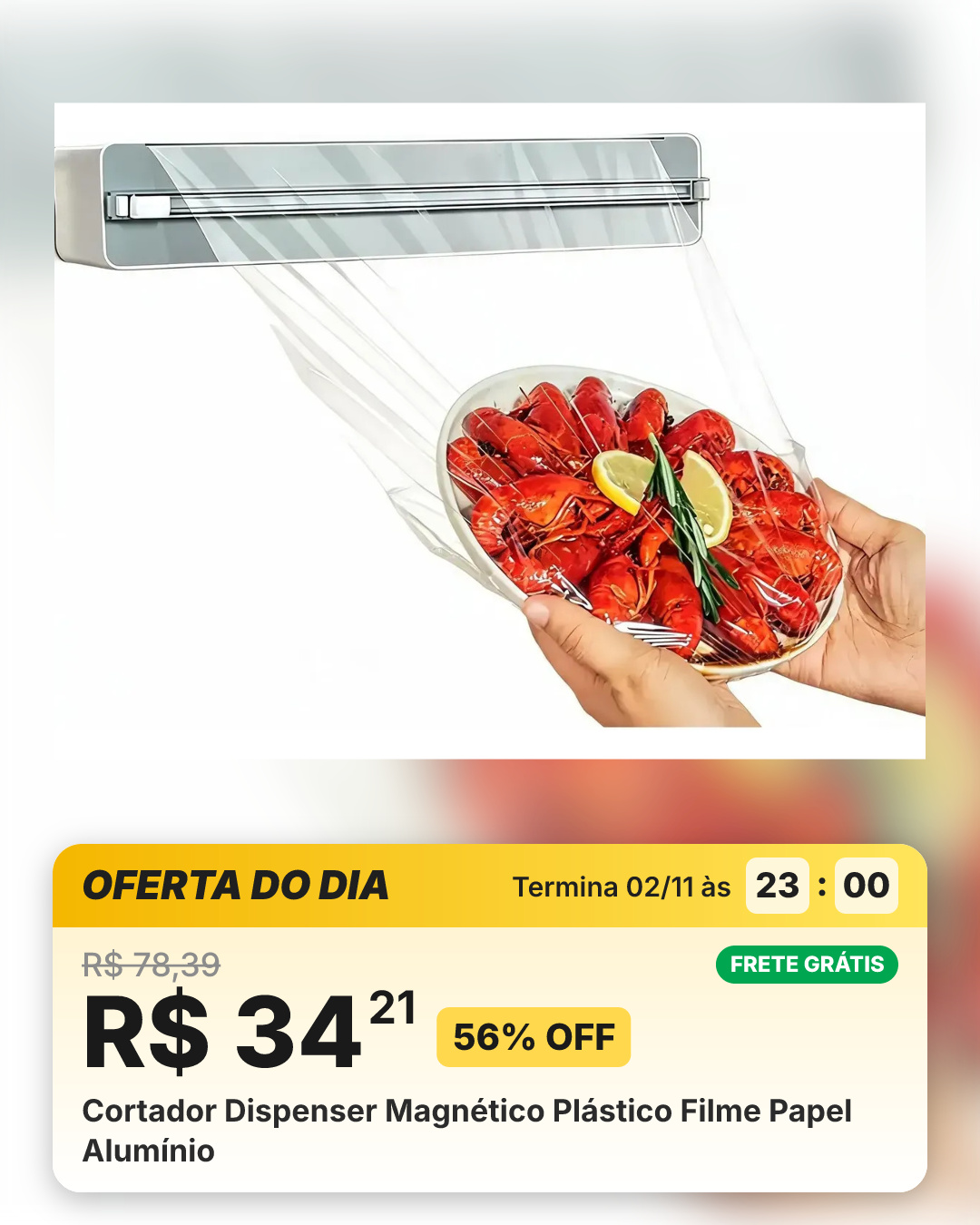 Cortador Dispenser Magnético Plástico Filme Papel Alumínio