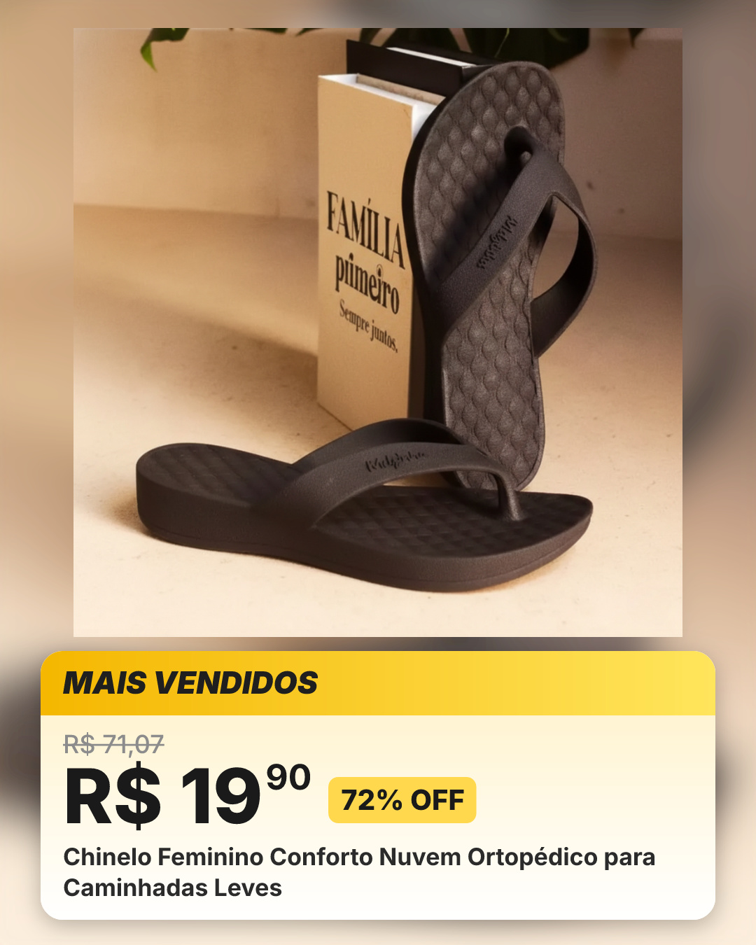 Chinelo Feminino Conforto Nuvem Ortopédico para Caminhadas Leves
